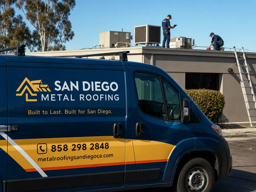 Metal roofing field work in San Diego